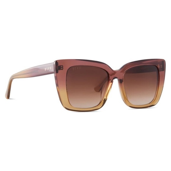 DIFF Lizzy Sunglasses Clayton Ombre Frame Brown Gradient Lenses Oversized Cateye - Picture 7 of 10